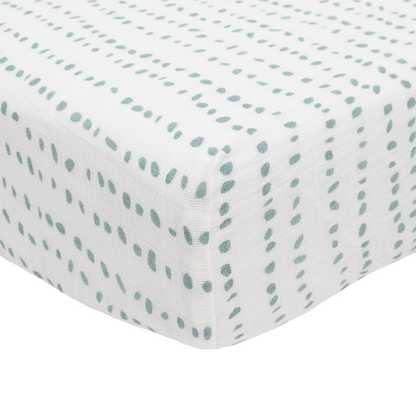 Cotton Muslin Crib Sheet - Stone Stripe