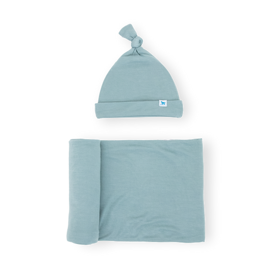 Stretch Knit Swaddle and Hat Set - Harbor