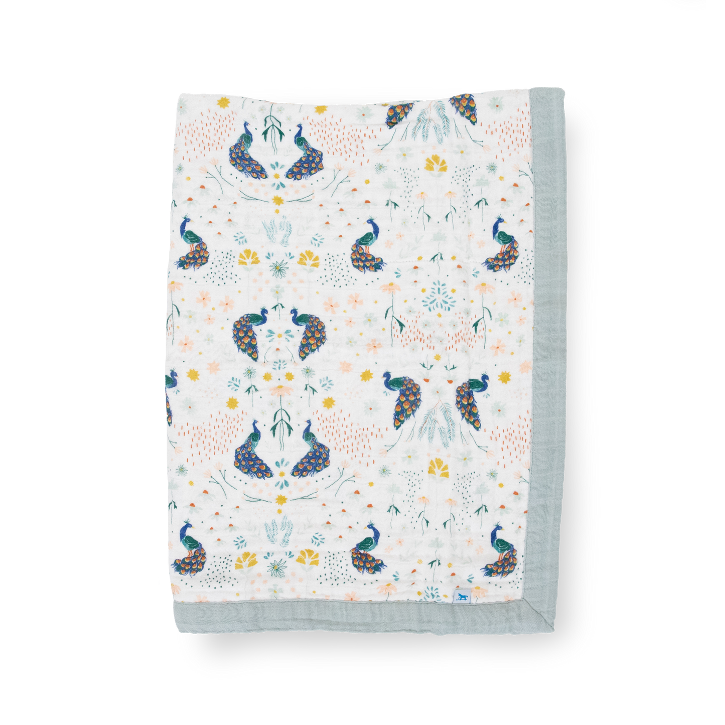 Cotton Muslin Baby Quilt - Peacock