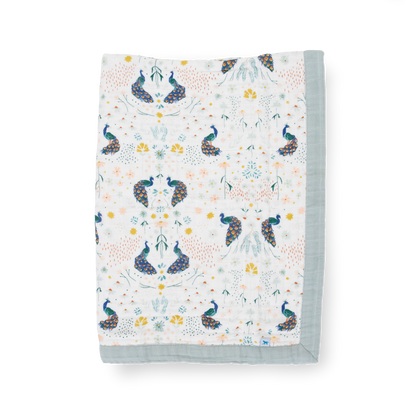 Cotton Muslin Baby Quilt - Peacock