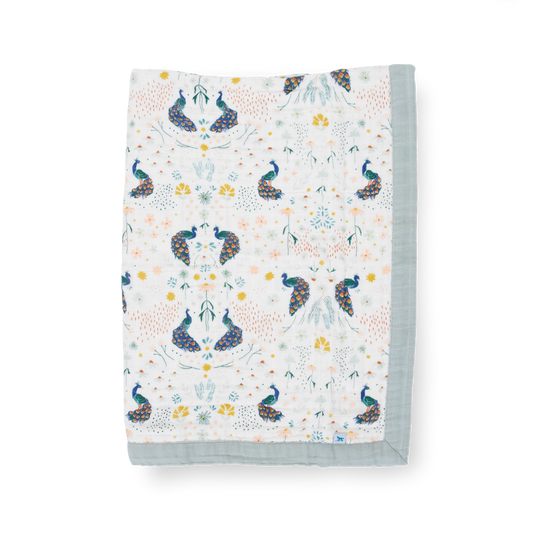 Cotton Muslin Baby Quilt - Peacock