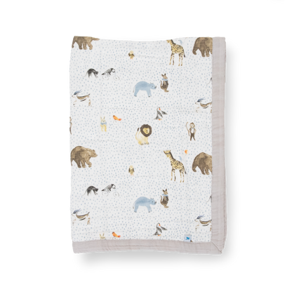 Cotton Muslin Baby Quilt - Party Animals