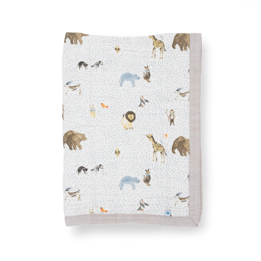 Cotton Muslin Baby Quilt - Party Animals