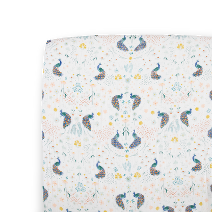 Cotton Muslin Crib Sheet - Peacock