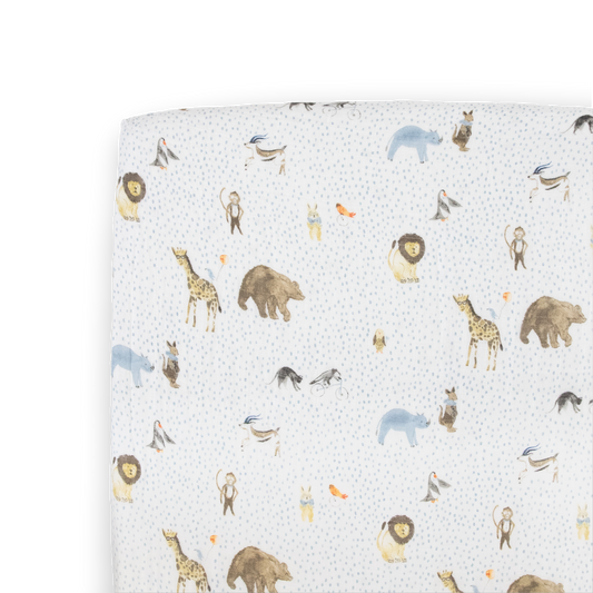 Cotton Muslin Crib Sheet - Party Animals