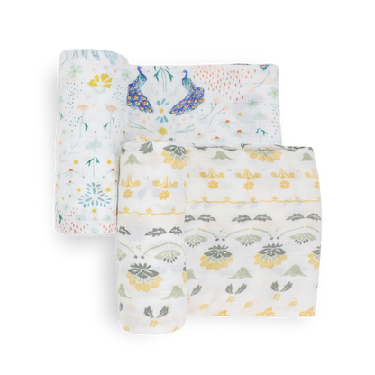 Deluxe Muslin Swaddle Blanket 2 Pack - Peacock