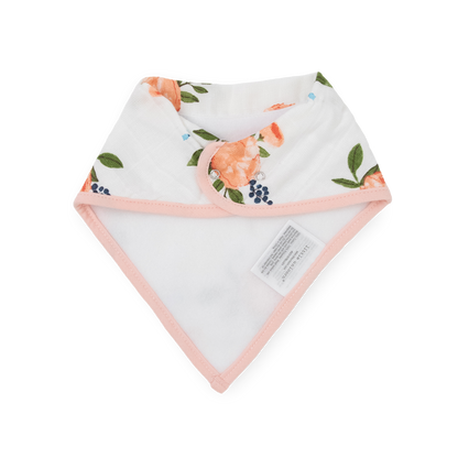 Cotton Muslin + Fleece Bandana Bib 4 Pack - Watercolor Roses