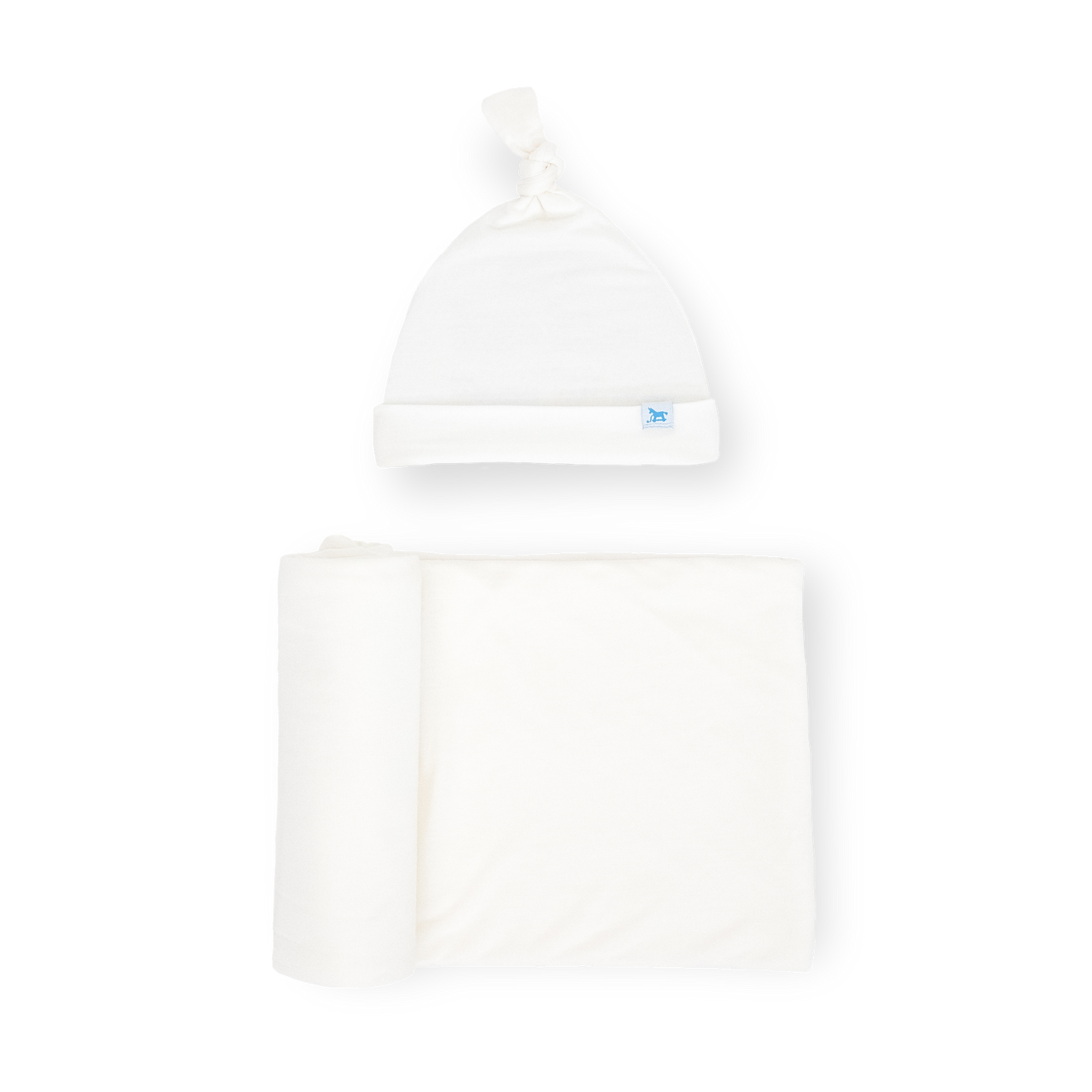 Stretch Knit Swaddle and Hat Set - White