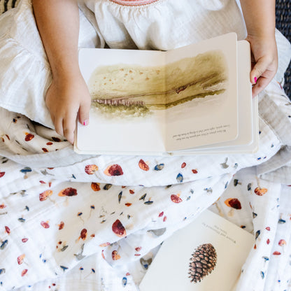 Cotton Muslin Baby Quilt - Mushrooms