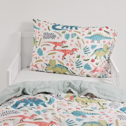 Cotton Muslin Toddler Bedding 3 Piece Set - Boho Dino