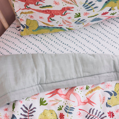 Cotton Muslin Toddler Bedding 3 Piece Set - Boho Dino