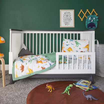 Cotton Muslin Toddler Bedding 3 Piece Set - Dino Names