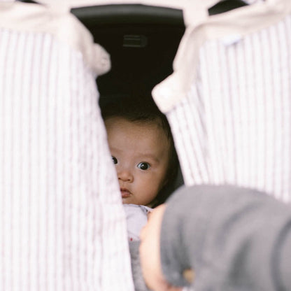 Cotton Muslin Car Seat Canopy - Grey Stripe