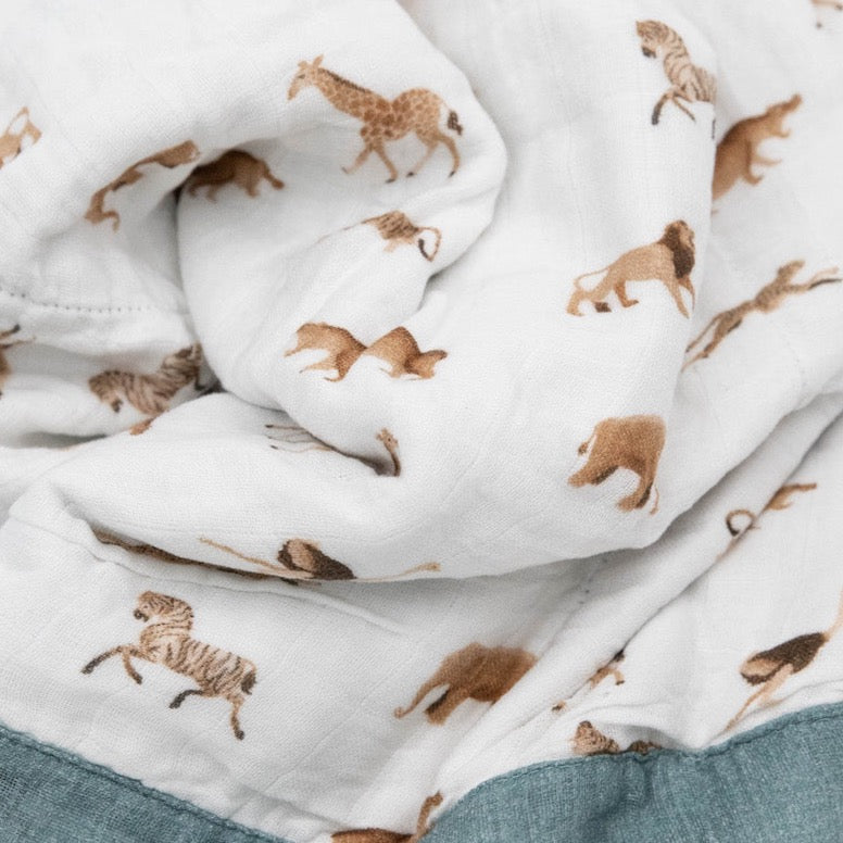 Organic Cotton Muslin Baby Quilt - Animal Crackers