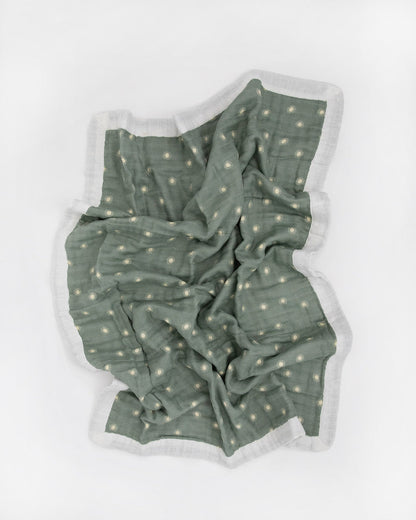 Organic Cotton Muslin Baby Quilt - Sage Suns