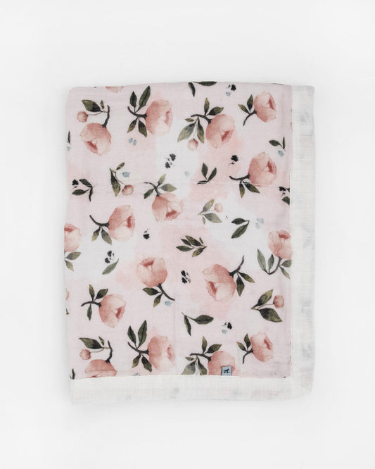 Organic Cotton Muslin Baby Quilt - Watercolor Floret