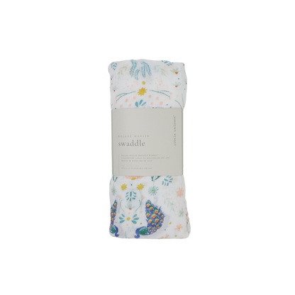 Deluxe Muslin Swaddle Blanket - Peacock