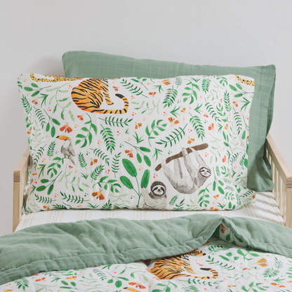 Cotton Muslin Pillowcase 2 Pack - Mighty Jungle