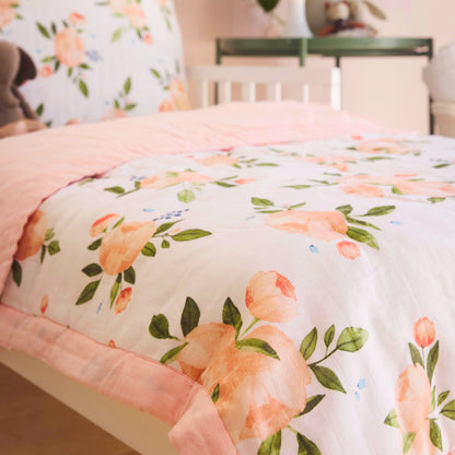 Cotton Muslin Toddler Comforter - Watercolor Roses Grande