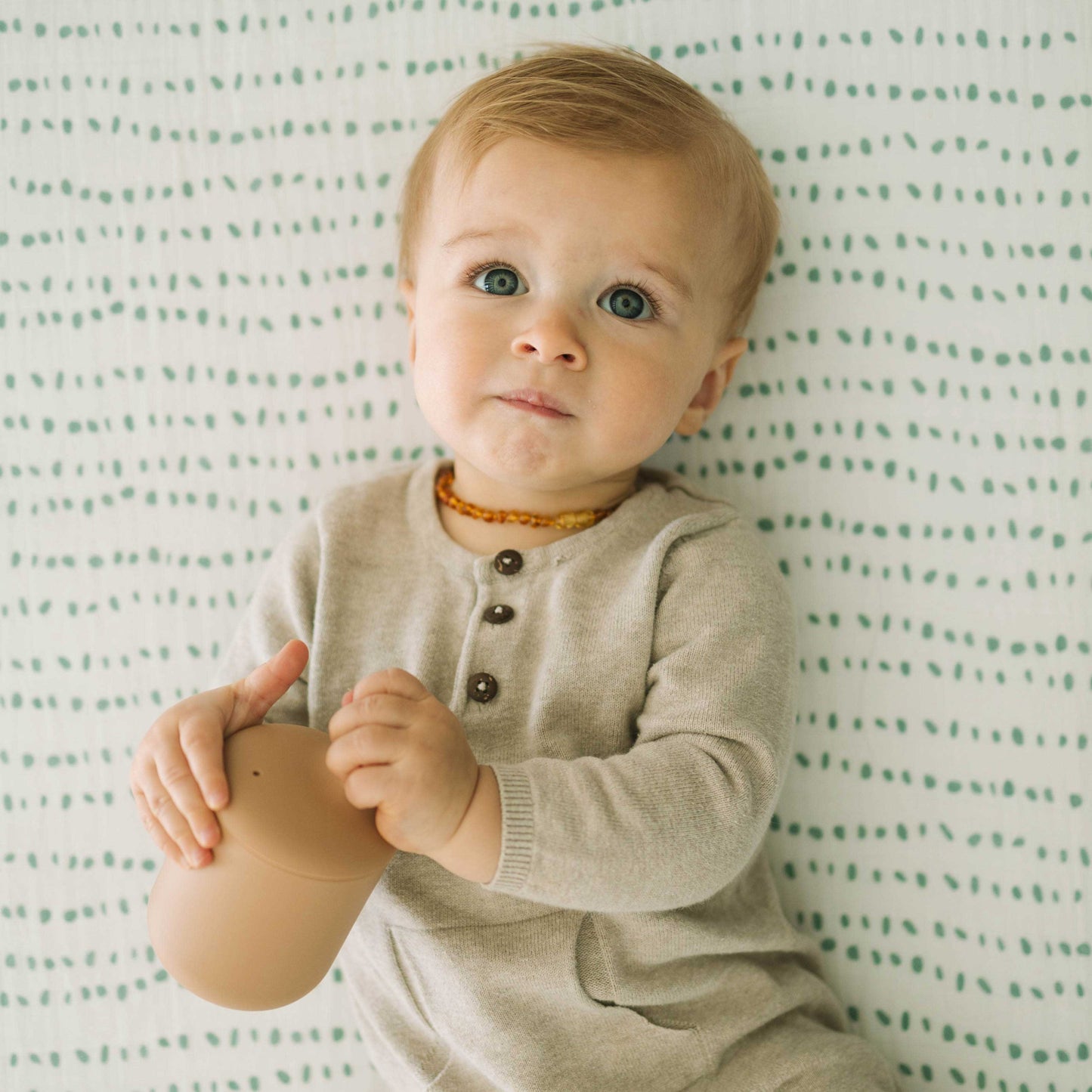 Cotton Muslin Crib Sheet - Stone Stripe