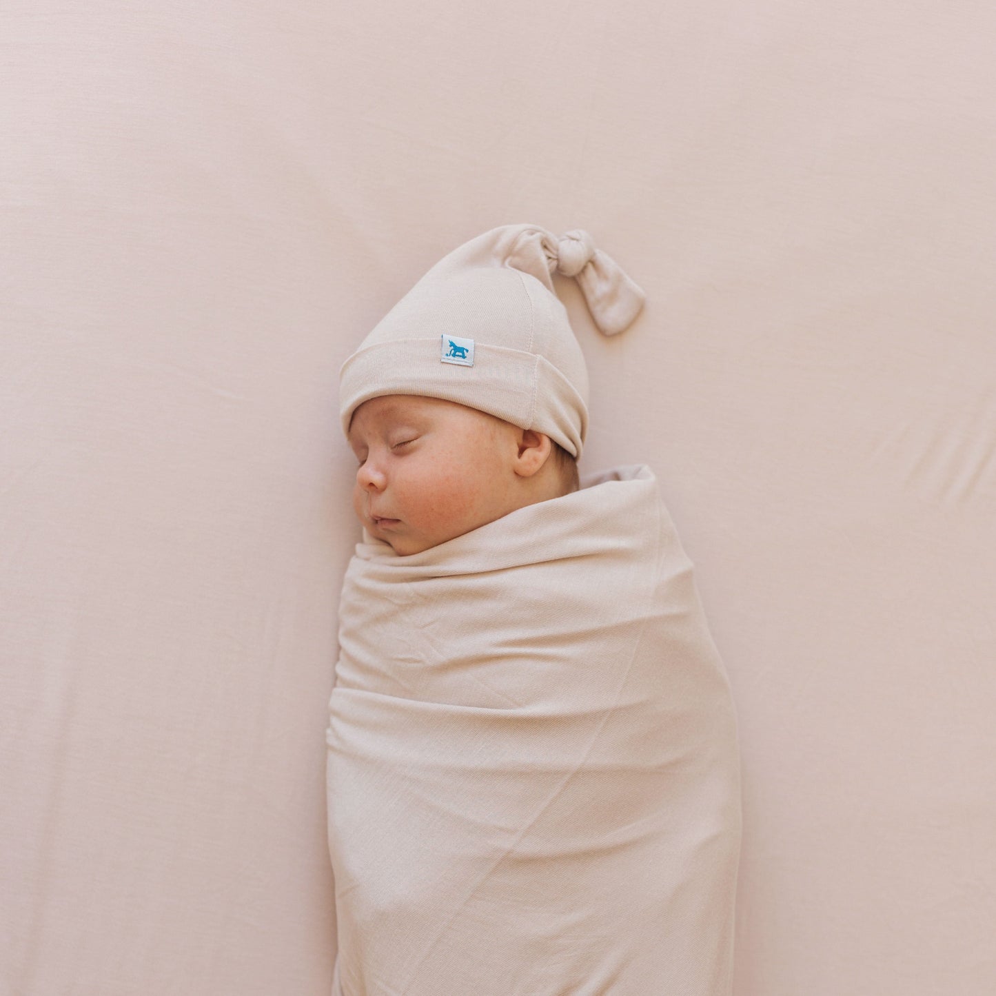 Stretch Knit Swaddle and Hat Set - Soft Blush