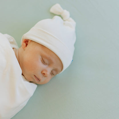 Stretch Knit Swaddle and Hat Set - White