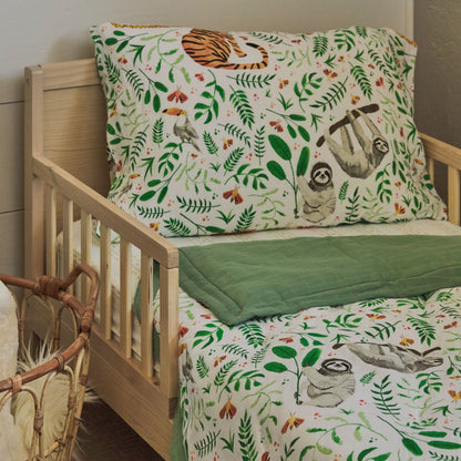 Cotton Muslin Pillowcase 2 Pack - Mighty Jungle