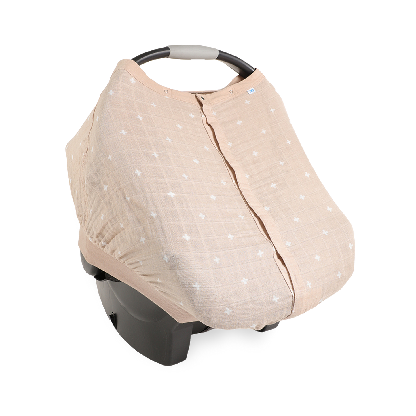 Cotton Muslin Car Seat Canopy - Taupe Cross