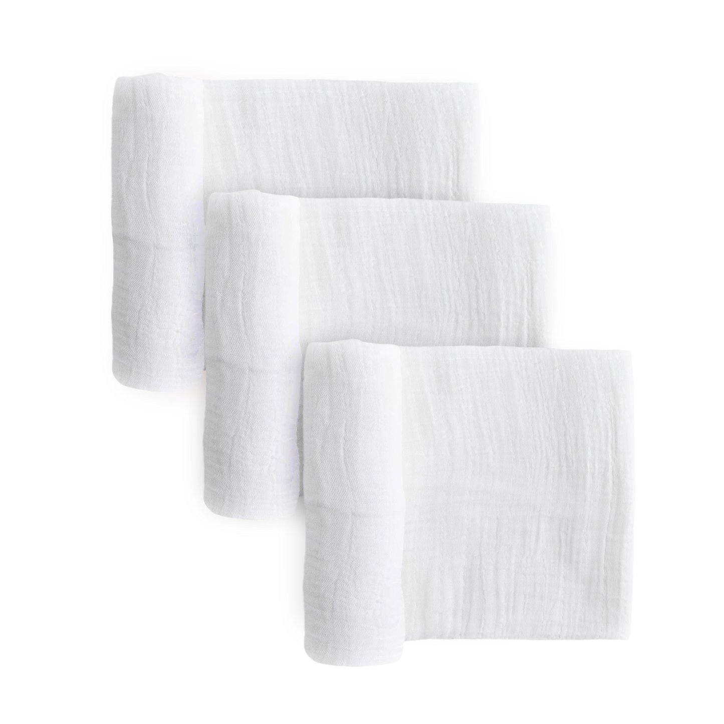 Cotton Muslin Swaddle Blanket 3 Pack - White