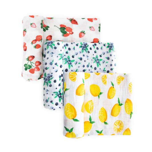 Cotton Muslin Swaddle Blanket 3 Pack - Berry Lemonade