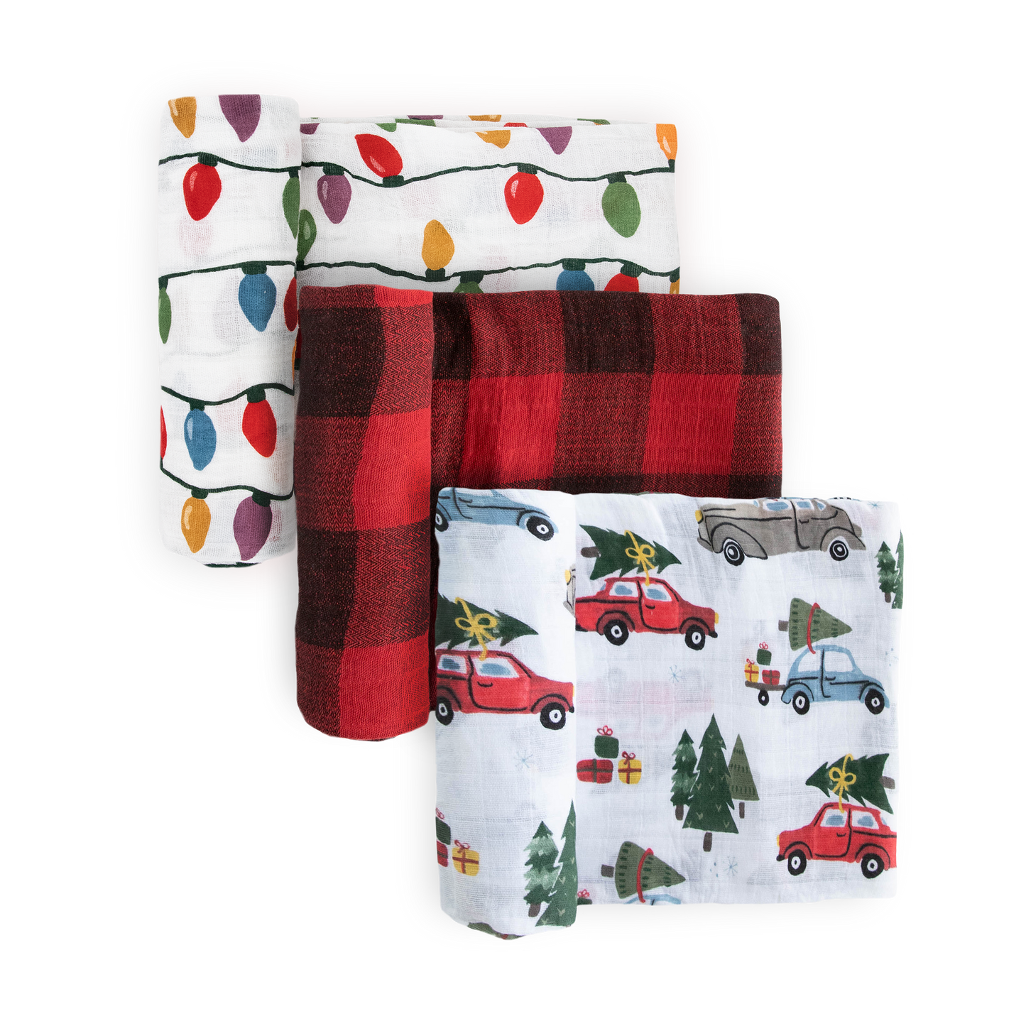 Cotton Muslin Swaddle Blanket 3 Pack - Holiday Haul