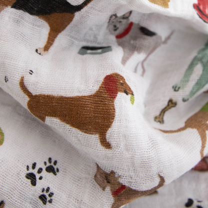 Cotton Muslin Swaddle Blanket 3 Pack - Woof