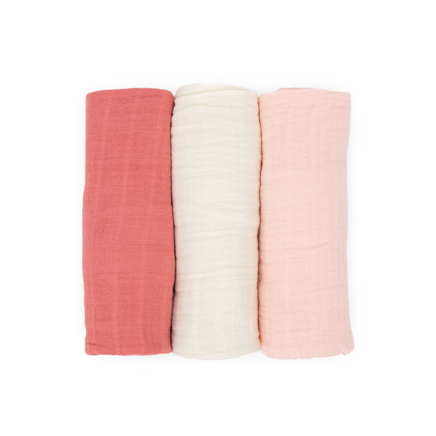 Cotton Muslin Swaddle Blanket 3 Pack - Rose Petal