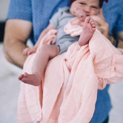 Cotton Muslin Swaddle Blanket 3 Pack - Rose Petal