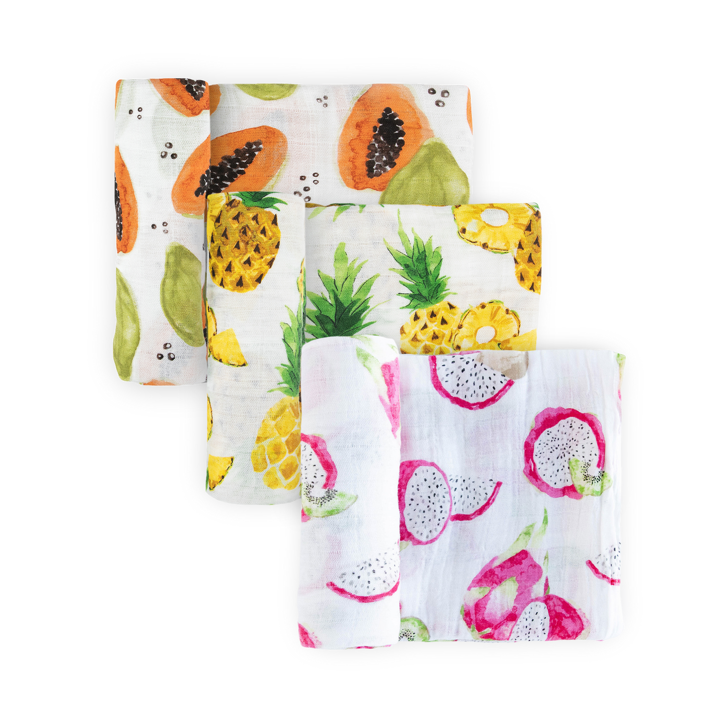 Cotton Muslin Swaddle Blanket 3 Pack - Tropical Fruit