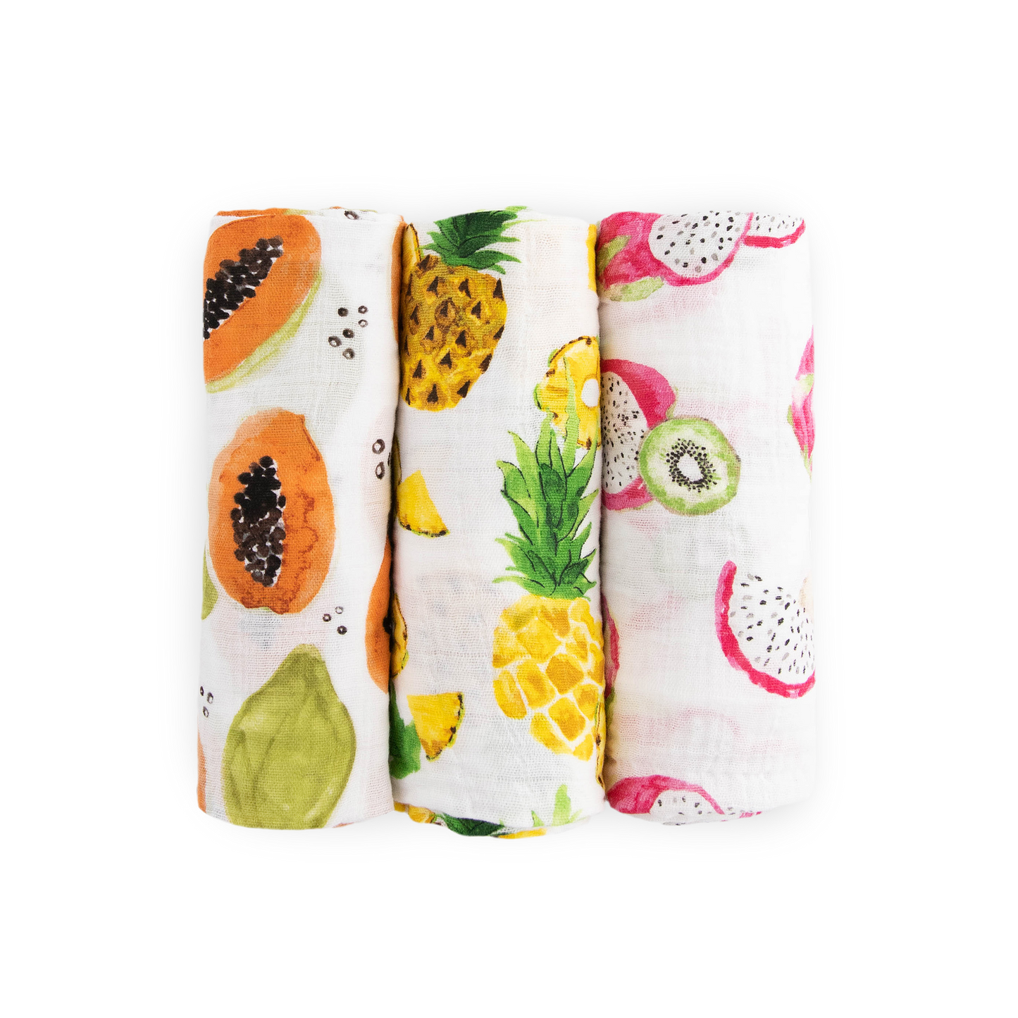 Cotton Muslin Swaddle Blanket 3 Pack - Tropical Fruit