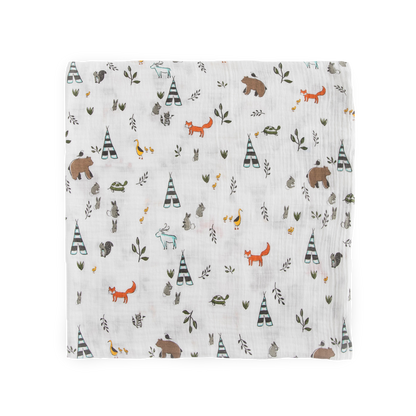 Cotton Muslin Swaddle Blanket 3 Pack - Forest Friends 2