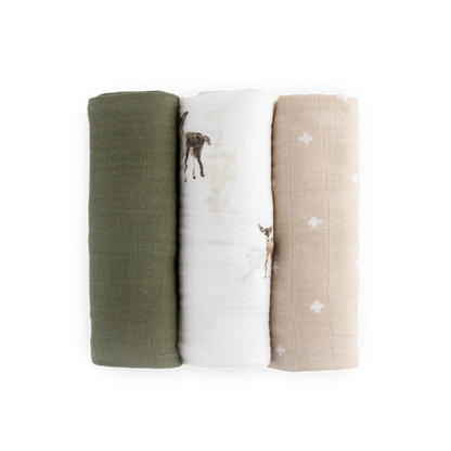 Cotton Muslin Swaddle Blanket 3 Pack - Oh Deer 2