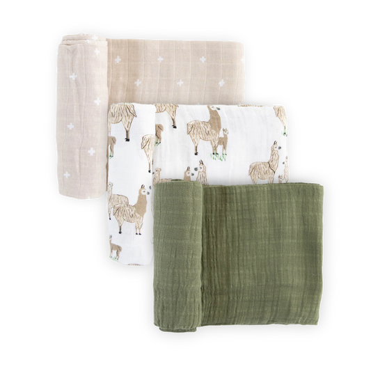 Cotton Muslin Swaddle Blanket 3 Pack - Llama Llama