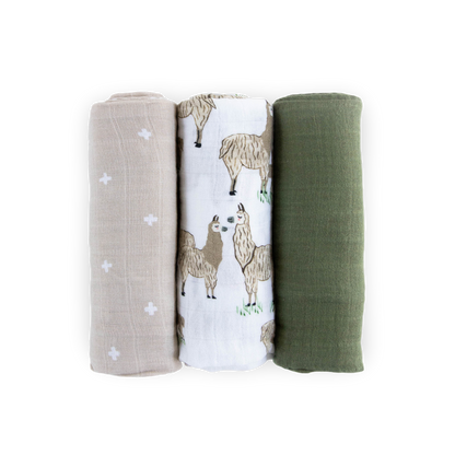 Cotton Muslin Swaddle Blanket 3 Pack - Llama Llama