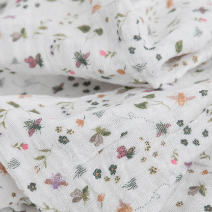 Cotton Muslin Swaddle Blanket 3 Pack - Garden Bees