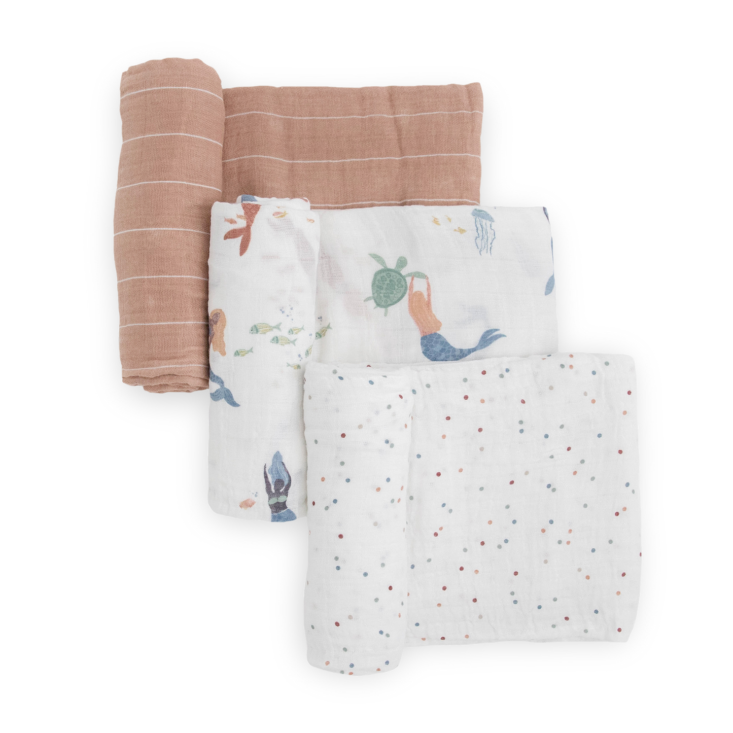 Cotton Muslin Swaddle Blanket 3 Pack - Mermaids