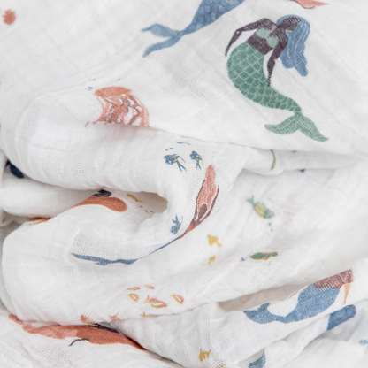 Cotton Muslin Swaddle Blanket 3 Pack - Mermaids