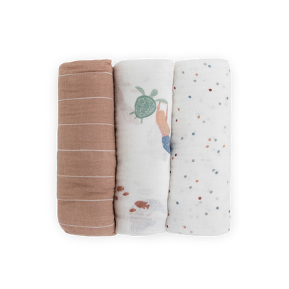 Cotton Muslin Swaddle Blanket 3 Pack - Mermaids