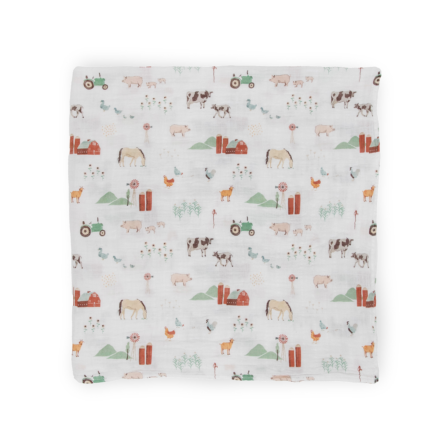 Cotton Muslin Swaddle Blanket 3 Pack - Farmyard