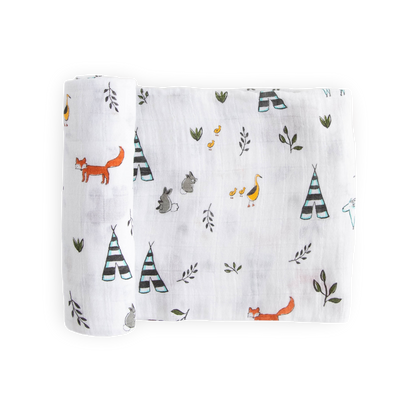 Cotton Muslin Swaddle Blanket - Forest Friends