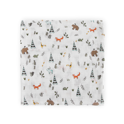 Cotton Muslin Swaddle Blanket - Forest Friends