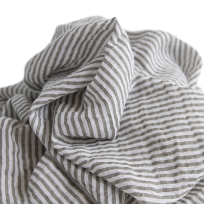 Cotton Muslin Swaddle Blanket - Grey Stripe