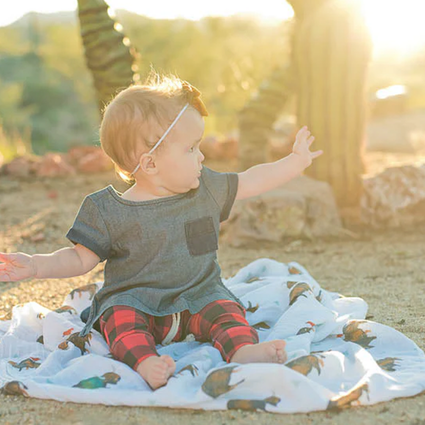 Cotton Muslin Swaddle Blanket - Bison