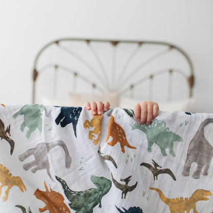 Cotton Muslin Swaddle Blanket - Dino Friends